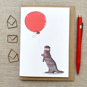 Otter Birthday Greetings Card for animal lover, Otter card