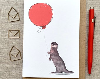 Otter Birthday Greetings Card for animal lover, Otter card