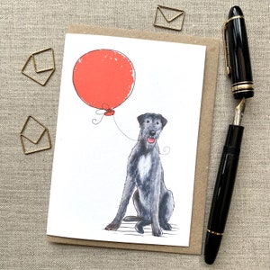 Biglietto di auguri di compleanno per gli amanti dei cani con un levriero irlandese, biglietto con un levriero irlandese