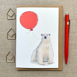 Carte de voeux d'anniversaire ours polaire pour les amoureux des animaux, carte ours polaire