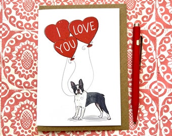 Boston Terrier I love You Valentine’s card