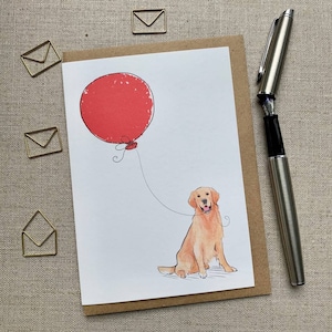 Golden Retriever birthday greetings card for dog lover, Golden Retriever Card