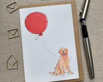 Golden Retriever birthday greetings card for dog lover, Golden Retriever Card