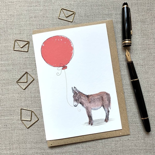 Donkey Birthday greetings Card for animal lovers, Donkey Card