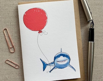 Shark Birthday Greetings Card for animal lover, Shark Card
