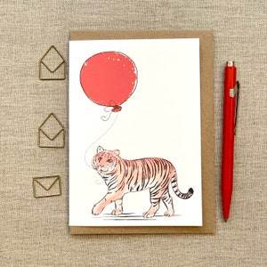 Carte de voeux d'anniversaire tigre pour les amoureux des animaux, carte tigre