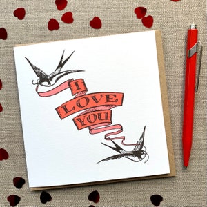 Swallows Valentine's card - I love you swallows