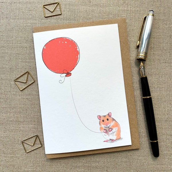 Hamster Birthday Greetings Card for animal lover, Hamster Card