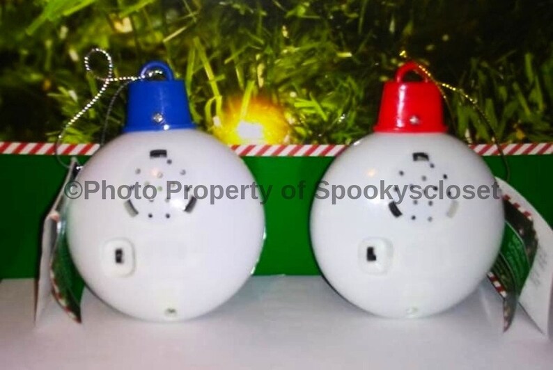 SET OF 2 MUSICAL MOTION SENSOR LIGHT UP SANTA AND SNOWMAN 3D CHRISTMAS ORNAMENTS