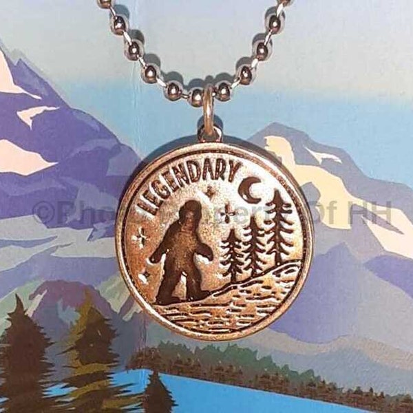 BIGFOOT SASQUATCH Yeti Skunk Ape Pendant NECKLACE 24" Nickel Free Chain Cryptid Cryptozoology