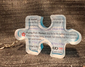 Flying Fish Market Uni Map Puzzle Shaped Keychain