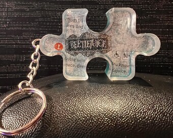 Beetlejuice HHN 30 Map Puzzle Shaped Keychain