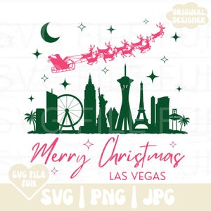 Viaggio di Natale a Las Vegas SVG, Tazza di Buon Natale SVG, Las Vegas Svg, Skyline di Las Vegas Svg Png, Ornamento Svg, Sublimazione del design delle feste
