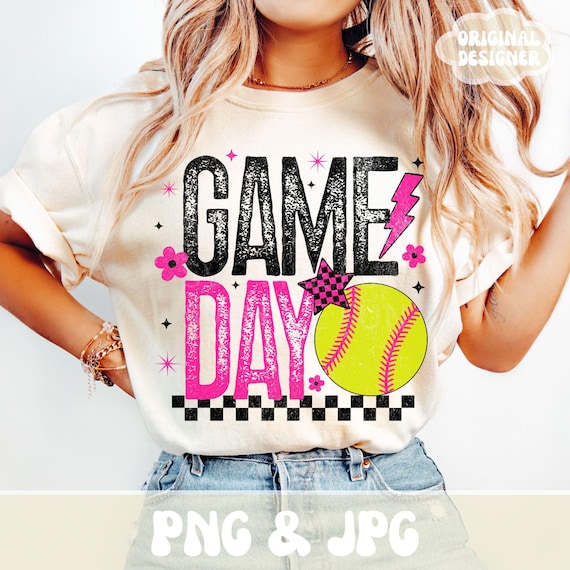 Retro Softball Mom PNG, Softball Team PNG Pink & Black Game Day Custom School Colors Trendy Distressed Softball Shirt Design Sublimation