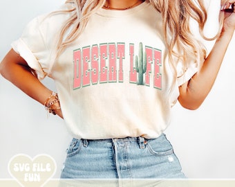 Desert Life PNG, Desert Vibes PNG, Arizona PNG, New Mexico Png, Aesthetic Country Western Cactus Desert Scene Varsity Shirt Design