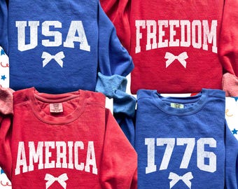 Patriotic 4th of July SVG PNG Shirt Design Bundle, 250th Anniversary America USA Freedom 1776 Bow Print Sublimation Digital Download