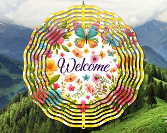 Benvenuti a Wind Spinner Designs, Spring Wind Spinner PNG, Garden Wind Spinner PNG, Summer Flower Butterfly Wind Spinner Sublimation Design