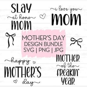Paquete SVG de Feliz Día de la Madre, lindas frases del Día de la Madre para mamá PNG, tarjeta SVG del Día de la Madre, diseño de lazo "Te amo, mamá, trabaja desde casa" para sublimación