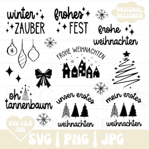Frohe Weihnachten SVG, Plotterdatei Vektor Bundle, Tannenbaum SVG, German Sayings Svg, Weihnachten Karte Svg, Frohe Fest Sublimation Design