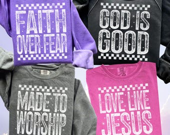 Retro christliches PNG-Bundle, gemacht, um PNG anzubeten Liebe wie Jesus Gott ist gut Trendige christliche PNG Designs Preppy Distressed Shirt Sublimation