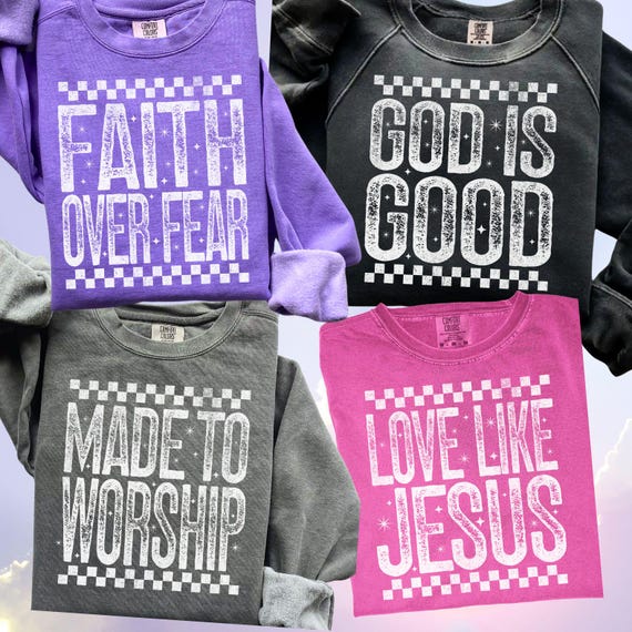 Retro Christian PNG Bundle, Made to Worship PNG Love Like Jesus God is Good Trendy Christian PNG Designs Preppy Distressed Shirt Sublimation