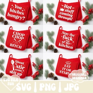 Oven Handschuh SVG Bundle, Topflappen SVG, Topflappen SVG, Weihnachten Topflappen Sprüche Png, sarkastische Weihnachtssvg Designs, Kochen Sublimation