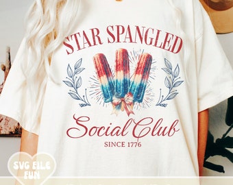 Star Spangled Social Club PNG, American Mama PNG, Patriotic Mama Png, 4th of July Png, Retro USA Png, Independence Day Shirt Design Png