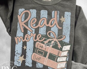 Read More Books PNG Stripes Trendy Back to School Teacher Shirt Design Preppy Librarian Print Sublimation Graphic