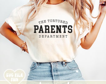 The Tortured Parents Department SVG, First Time Parents Shirt SVG, New Parents PNG, Mom & Dad Svg, Trendy Varsity Shirt Sublimation Design