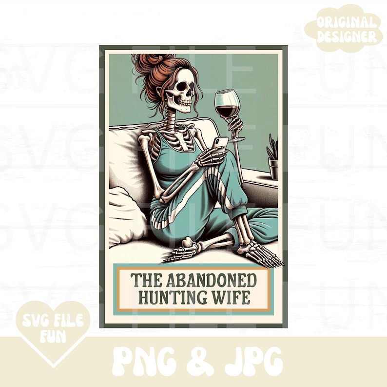 Hunting Wife PNG, the Abandoned Hunting Wife Tarot Card PNG, Skeleton