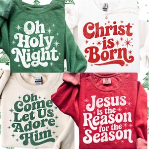 Trendy Christian Christmas PNG Bundle, Preppy Christmas PNG SVG, Oh Holy Night Svg, Retro Distressed Holiday Shirt Design Print Sublimation