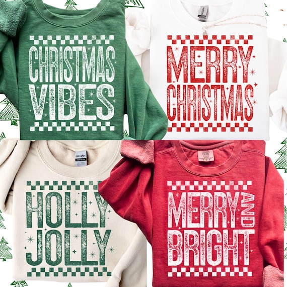 Trendy Christmas PNG Bundle, Preppy Christmas PNG, Retro Distressed Holiday Shirt Design Merry & Bright, Christmas Vibes Print Sublimation