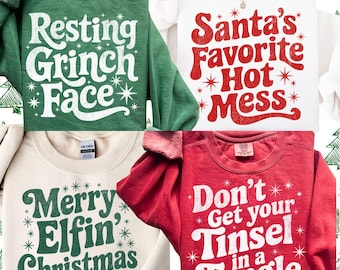Trendiges Weihnachten PNG Bundle, Preppy Weihnachten PNG SVG, Santa's Hot Mess Png, Groovy Retro Distressed Holiday Shirt Design Sublimation
