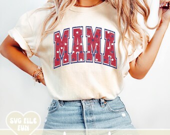 Mama Varsity SVG, Patriotic Mama Png, American Mama Png, 4th of July Mama Png, Retro USA Png, Retro USA Red White & Blue Shirt Design Png