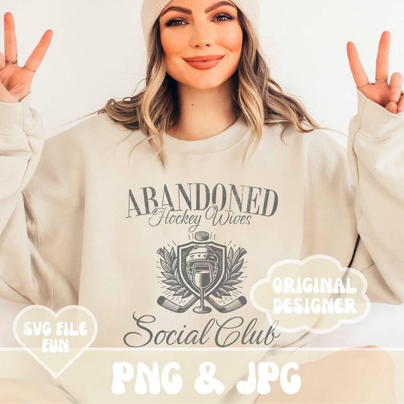 Hockey Wife Shirt PNG, Abandoned Hockey Wife Social Club PNG, Trendy Aesthetic Shirt Design Sublimation File Digital Download image 3