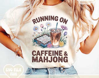 Mahjong PNG, Mah Jong PNG, Consumiendo cafeína y Mahjong PNG para jugador de Mahjong, Diseño de camiseta PNG, Descarga digital de sublimación de impresión de moda
