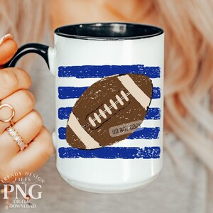 Fußballstreifen PNG Preppy Shirt Design Trendiger königsblauer Fußballsaison Spieltag Touchdown Distressed Grafik Sublimation Bild 7