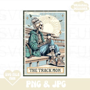 Camiseta de mamá de pista PNG, carta del tarot del esqueleto de mamá de pista PNG, mamá de pista PNG, diseño de camiseta estética de moda de pista y campo PNG, archivo de sublimación