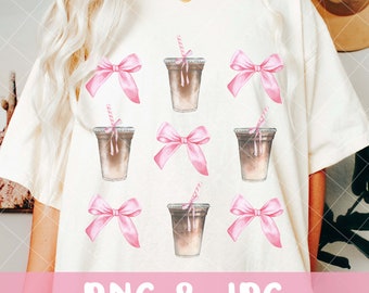 Coquette Coffee PNG, Spring Coffee PNG, Coffee Addict PNG, Retro Coffee Png, Iced Coffee Png, Coffee Shirt Png, Preppy Png Coffee Drinks png