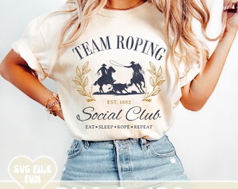 Team Roping PNG, Team Roping Social Club PNG, Calf Roping PNG, Roping Mom, Rodeo Png, Retro Print Sublimation Shirt Design Png