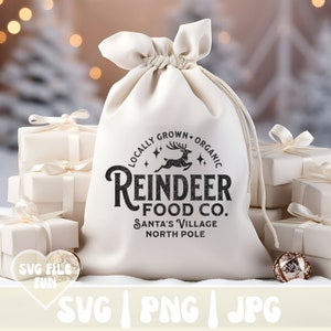 Cibo per renne SVG, Cibo magico per renne PNG, Design per sacchetti di cibo per renne Sublimazione PNG, Etichetta per cibo per renne, Download di file di design natalizio