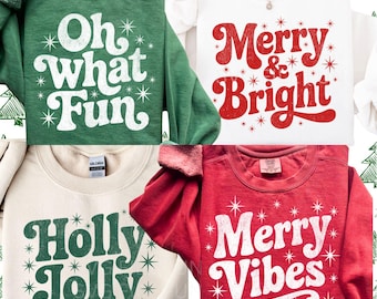Trendy Christmas PNG Bundle, Preppy Christmas PNG SVG Retro Distressed Holiday Shirt Design Merry & Bright Oh What Fun Png Print Sublimation