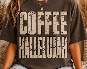 Coffee Hallelujah Stripes PNG Preppy Shirt Design Trendy Print Sublimation Graphic