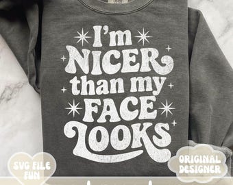 Sarkastisches SVG-PNG-Shirt-Design, ich bin schöner, als mein Gesicht SVG, Snarky-Svg, unangemessenes Design, Groovy Retro Trendy Print-Sublimationsdatei