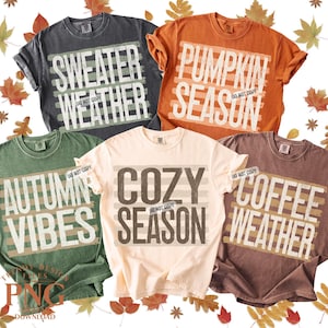 Fall Stripes PNG Bundle Trendy Autumn Vibes Shirt Designs, Cozy Pumpkin Season Quotes Print Sublimation