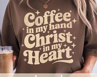Christian Fall SVG Shirt Design, Coffee and Jesus Christ PNG, Religious Christian Girl Retro Christian Woman Trendy Print Sublimation File