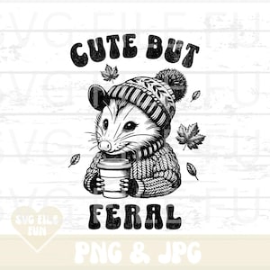 Mignon mais sauvage PNG, sauvage fille automne PNG, sauvage fille automne Png, opossum PNG, design sublimation automne, tendance preppy ironique café chemise Png
