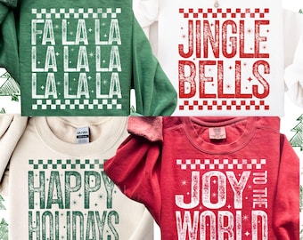 Trendigt jul PNG-paket, glädje till världen PNG, preppy jul PNG, retro distressed glad jul-skjorta designtryck sublimeringsfiler