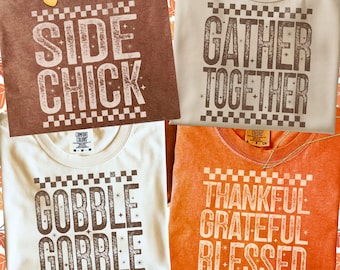 Happy Thanksgiving PNG Bundle, Trendy Thanksgiving PNG, Friendsgiving Png, Gather Together, Gobble Gobble, Thankful Shirt Design Sublimation