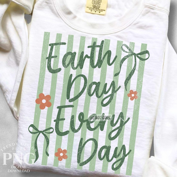 Happy Earth Day Every Day PNG Striped Bow Shirt Design, Science Teacher PNG, Print Sublimation Graphic